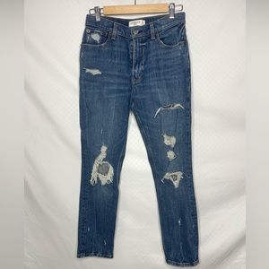 Abercrombie & Fitch The Skinny High Rise Dark Destroy Jeans